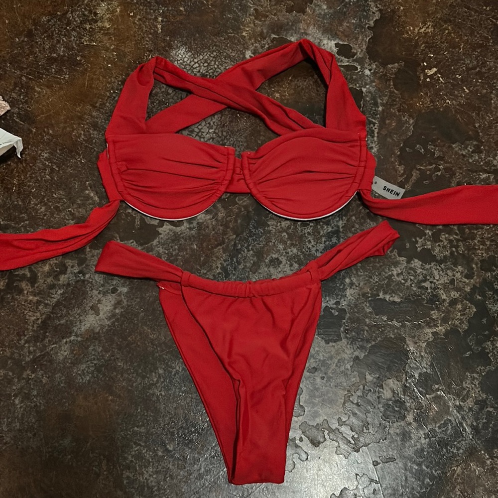 Red shein swimsuit